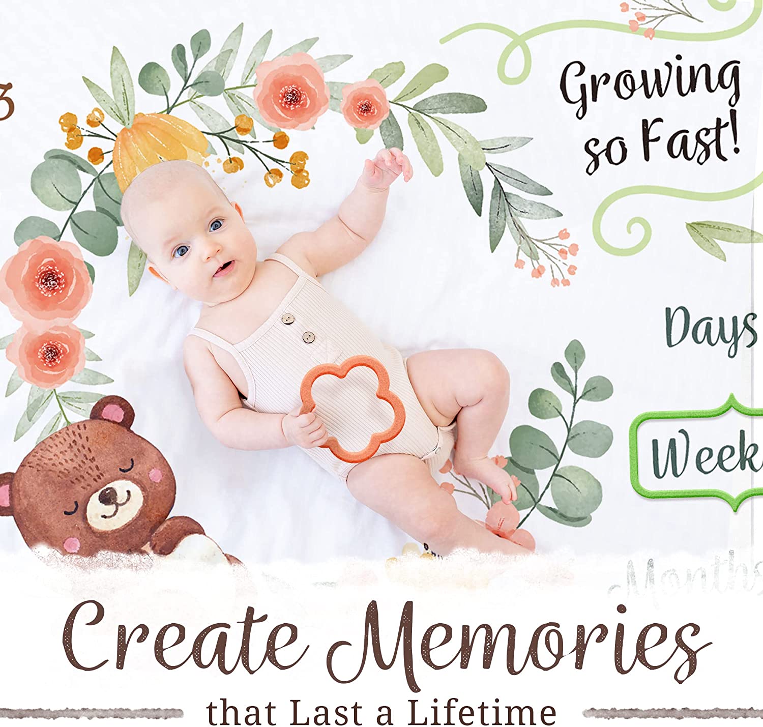 Milestone Blanket with 2 Placement Markers , Gender Neutral Baby Milestone , Baby Monthly Milestone , Baby Milestone Blanket , Baby Monthly Milestone Blanket , Baby Growth Chart Blanket (60"x40") - Image 7
